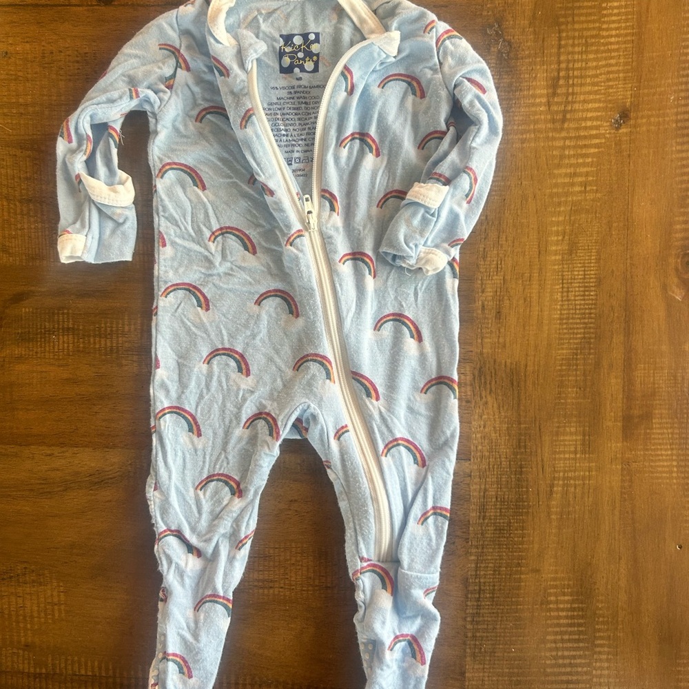 Kickee Pants Blue Rainbow Kids Footie